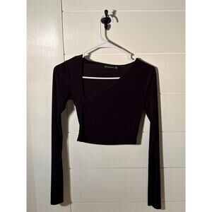 PrettyLittleThing Black Long-Sleeved Crop Top Women's Size S